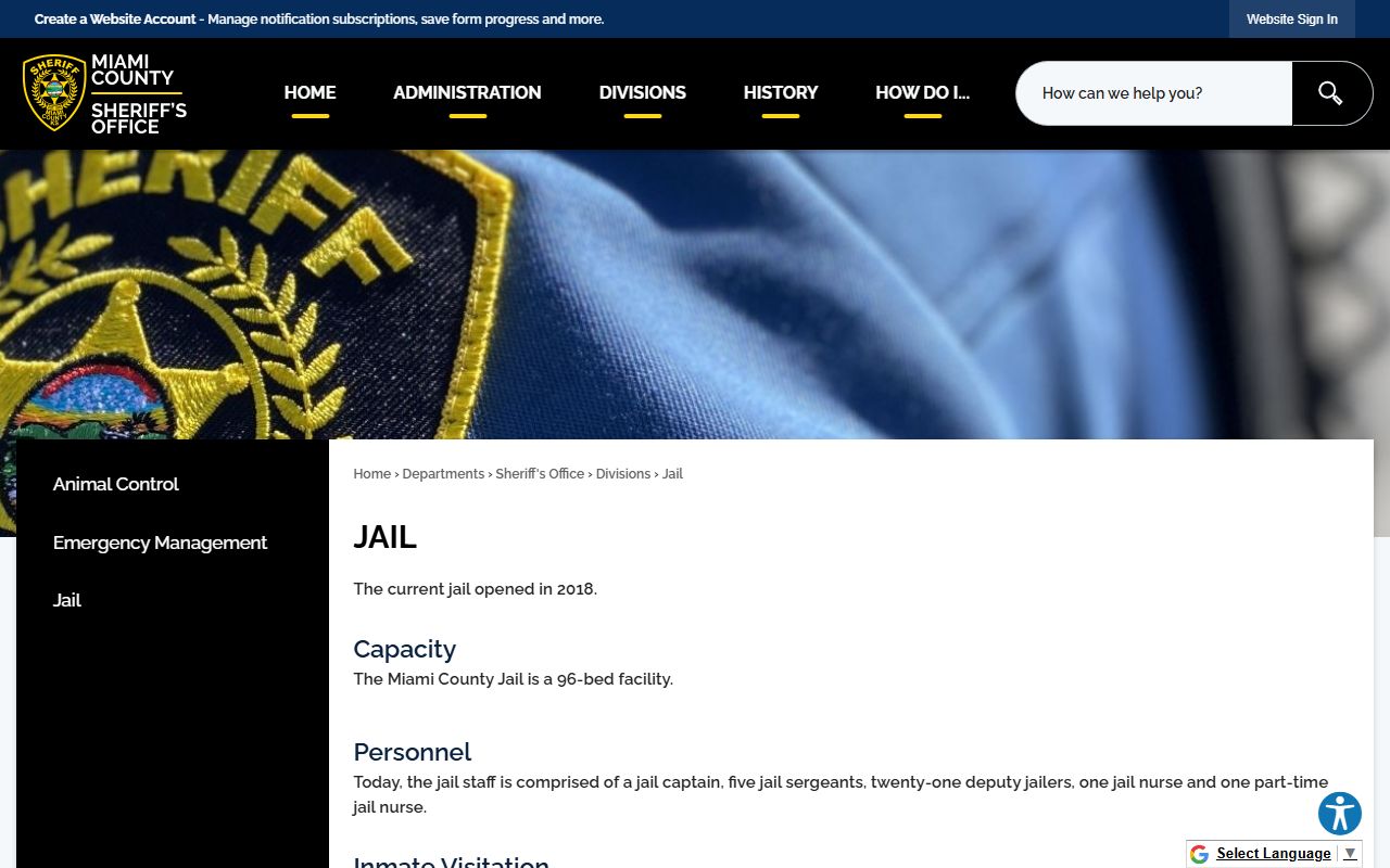 Miami County Jail inmate lookup official jail page